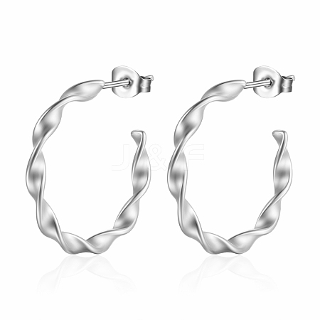 Stainless Steel C-shape Stud Earrings for Women GN3700-2-1
