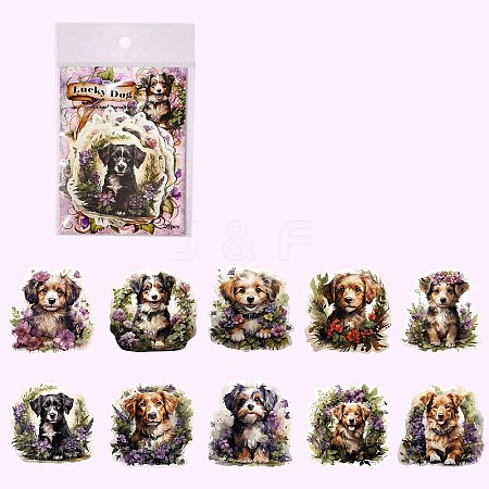 20Pcs 10 Styles Paper Cartoon Animals Decorative Stickers PW-WG46080-04-1