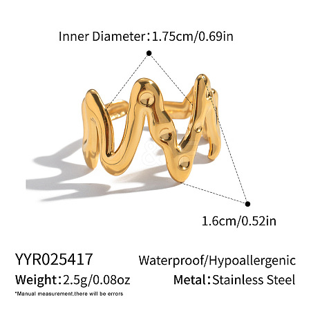 304 Stainless Steel Cuff Open Rings for Women LW2471-2-1