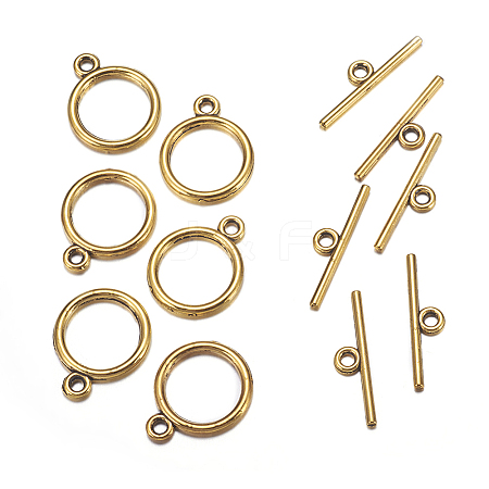 Tibetan Style Toggle Clasps X-TIBEP-A12208-G-FF-1