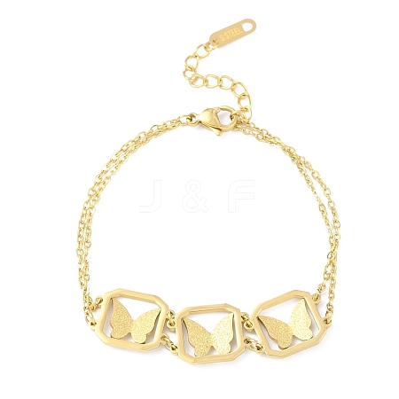 Ion Plating(IP) Golden 304 Stainless Steel Link Bracelets for Women BJEW-K254-17A-G-1