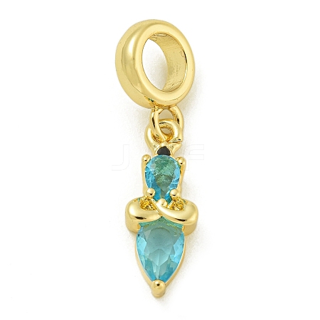 Rack Plating Brass Pave Light Blue Cubic Zirconia Lipstick European Dangle Charms KK-Z067-53G-1