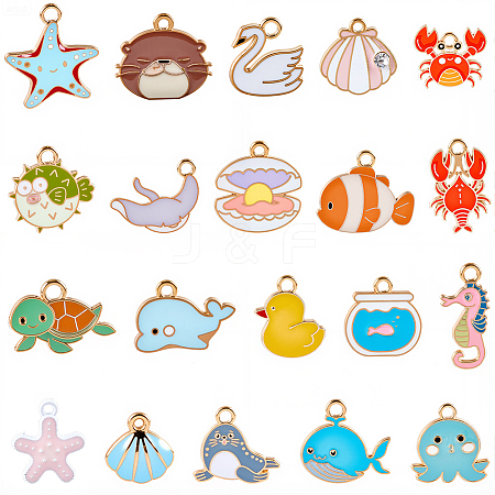 80Pcs 20 Styles Alloy Enamel Pendants ENAM-SC0007-08B-1