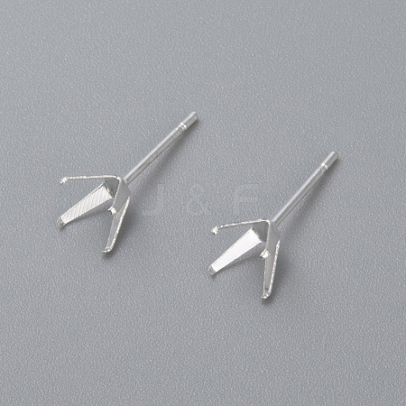 304 Stainless Steel Prong Earring Settings LS-STAS-O098-06S-04-1