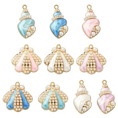 20Pcs 10 Styles Marine Theme Alloy Enamel Pendants FIND-CJ0002-93-1