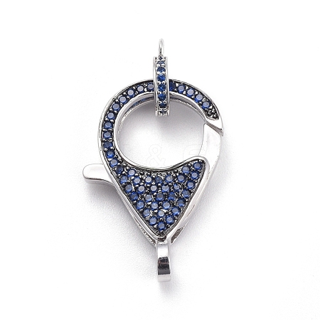 Brass Micro Pave Cubic Zirconia Lobster Claw Clasps ZIRC-K081-95P-01-1