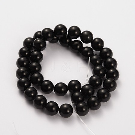 Natural Gemstone Obsidian Round Beads Strands G-O030-6mm-08-1
