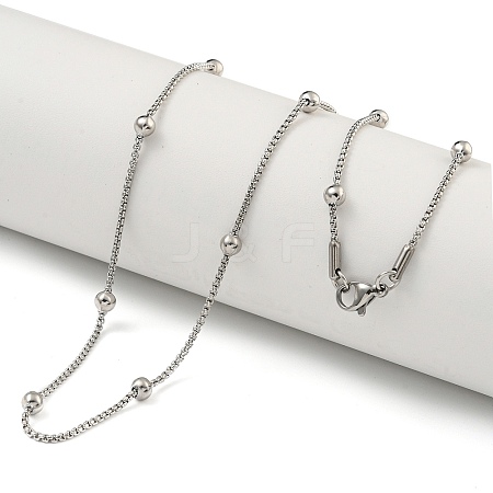 Non-Tarnish 304 Stainless Steel Box Chain Round Link Necklaces NJEW-P315-02A-P-1