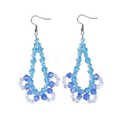 Glass Beads Dangle Earrings EJEW-JE02987-02-1