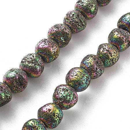 Electroplated Natural Lava Rock Beads Strands G-A251-D01-01H-1