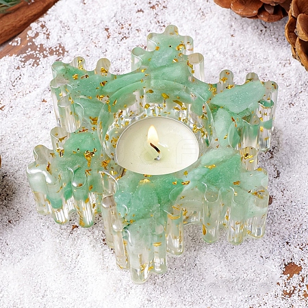 Natural Green Aventurine & Resin Candle Holder Molds DJEW-H012-02B-1