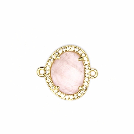 Natural Rose Quartz Connector Charms PW-WGDDB56-03-1