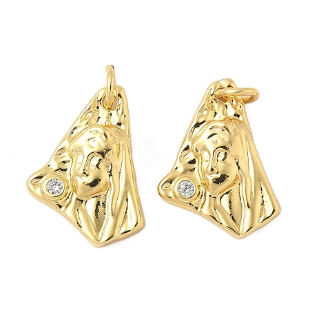 Brass Micro Pave Clear Cubic Zirconia Pendants KK-B139-24B-G-1