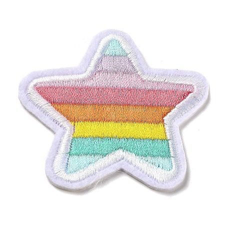 Star with Rainbow Stripe Appliques DIY-D080-12-1