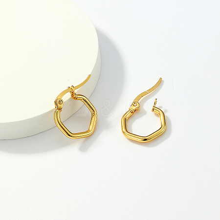 Fashionable Stainless Steel Hexagon Hoop Earrings DX8420-1