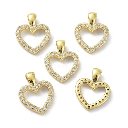 Brass Cubic Zirconia Pendants KK-B047-41G-1