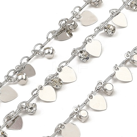 Rack Plating Brass Heart Link Chains CHC-A007-13P-1
