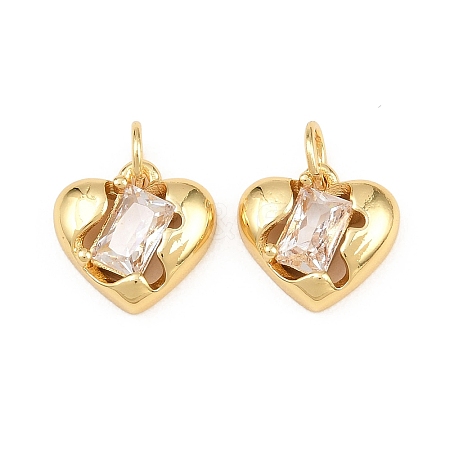 Valentine's Day Brass Micro Pave Clear Cubic Zirconia Charms KK-H292-52C-G-1
