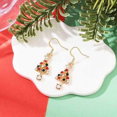 Christmas Theme Alloy Rhinestone Dangle Earrings EJEW-JE06627-01-1