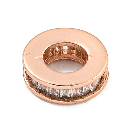 Rack Plating Brass Micro Pave Clear Cubic Zirconia European Beads LS-KK-L215-021RG-1
