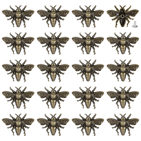 20Pcs Zinc Alloy Bees Decorative Rivets FIND-PH0062-14AB-1