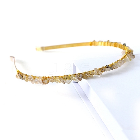 Natural Gold Rutilated Quartz  Hair Bands PW-WGC1C33-16-1