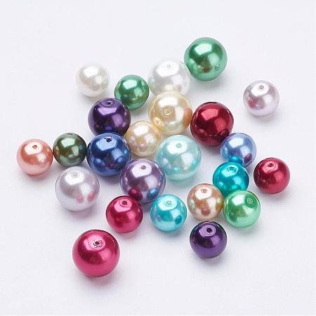Eco-Friendly Dyed Glass Pearl Round Bead Strands HY-X0006-8-10mm-1