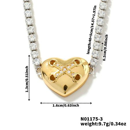 Golden Tone Brass Clear Cubic Zirconia Cup Chain Geometric Pendant Necklaces for Women LZ2256-3-1