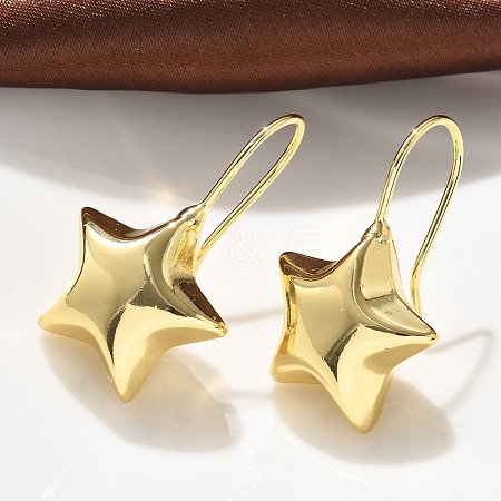 Star Brass Dangle Earrings EJEW-B132-05G-1