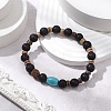 Natural Lava Rock & Rudraksha & Coconut & Howlite Beads Stretch Couples Bracelets for Women BJEW-JB11329-01-1