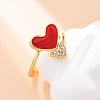 Brass Micro Pave Clear Cubic Zirconia Cuff Rings for Women RJEW-U047-24G-02-3