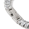 304 Stainlessa Steel Pave Clear Cubic Zirconia Rectangle Link Chain Bracelets for Women LS-BJEW-Z066-01P-03-3