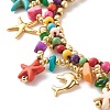 Ocean Animal Theme Braided Bead Bracelet X-BJEW-JB07285-7