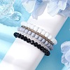 5Pcs 5 Styles Faceted Round Glass Beaded Stretch Bracelet Sets BJEW-JB10423-03-3