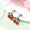 Cherry Alloy Enamel Dangle Stud Earrings EJEW-JE06633-1