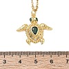 Ocean Brass Pavel Green Cubic Zirconia Sea Turtle Pendant 304 Stainless Steel Cable Chain Necklaces NJEW-JN06678-4