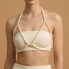 Plastic Imitation Pearl White Round Beaded Sexy Bikini Body Chains for Women WGCAB37-01-2
