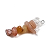 Gradient Color Natural Quartz Crystal & Natural Red Aventurine & Natural Sunstone & Natural Topaz Jade Chip Beaded Pendants PALLOY-JF02790-09-2