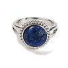 Natural Lapis Lazuli Round Adjustable Rings RJEW-K271-02P-04-2