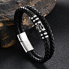 Stainless Steel Skull Beaded Leather Double Layer Multi-strand Bracelet SKUL-PW0004-26D-01-1