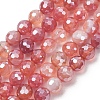 Electroplated Natural Agate Beads Strands G-B191-A07-6mm-15-2