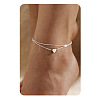 201 Stainless Steel Heart with Initial Charm Double Layer Anklets for Women FS-WG0EC0A-07-1