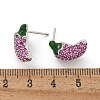 Pepper Brass Micro Pave Cubic Zirconia Stud Earrings EJEW-M077-06P-3