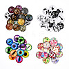 Mixed Pattern Half Round/Dome Printed Glass Cabochons GLAA-T029-16A-2
