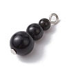 Natural Obsidian Round Beaded Pendants PALLOY-JF02867-07-3