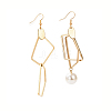 Ion Plating(IP) 304 Stainless Steel Geometry Dangle Earrings with Plastic Pearl STAS-E154-02G-1