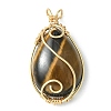 Natural Mixed Gemstone Copper Wire Wrapped Pendants PALLOY-JF02163-2