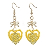 Handmade Glass Seed Beads Heart Dangle Earrings EJEW-MZ00577-04-2
