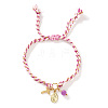 Brass & Natural Amethyst Charm Bracelets TC3588-9-1
