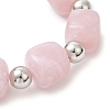 3Pcs Two Tone Acrylic & CCB Plastic Cuboid Beaded Stretch Bracelets for Women BJEW-JB13302-02-5